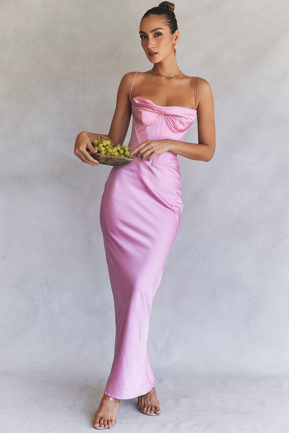 Charmaine-Pink Corset Maxi Dress