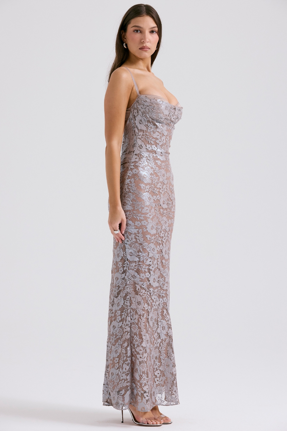 Azzurra-Ice Blue Lace Godet Gown