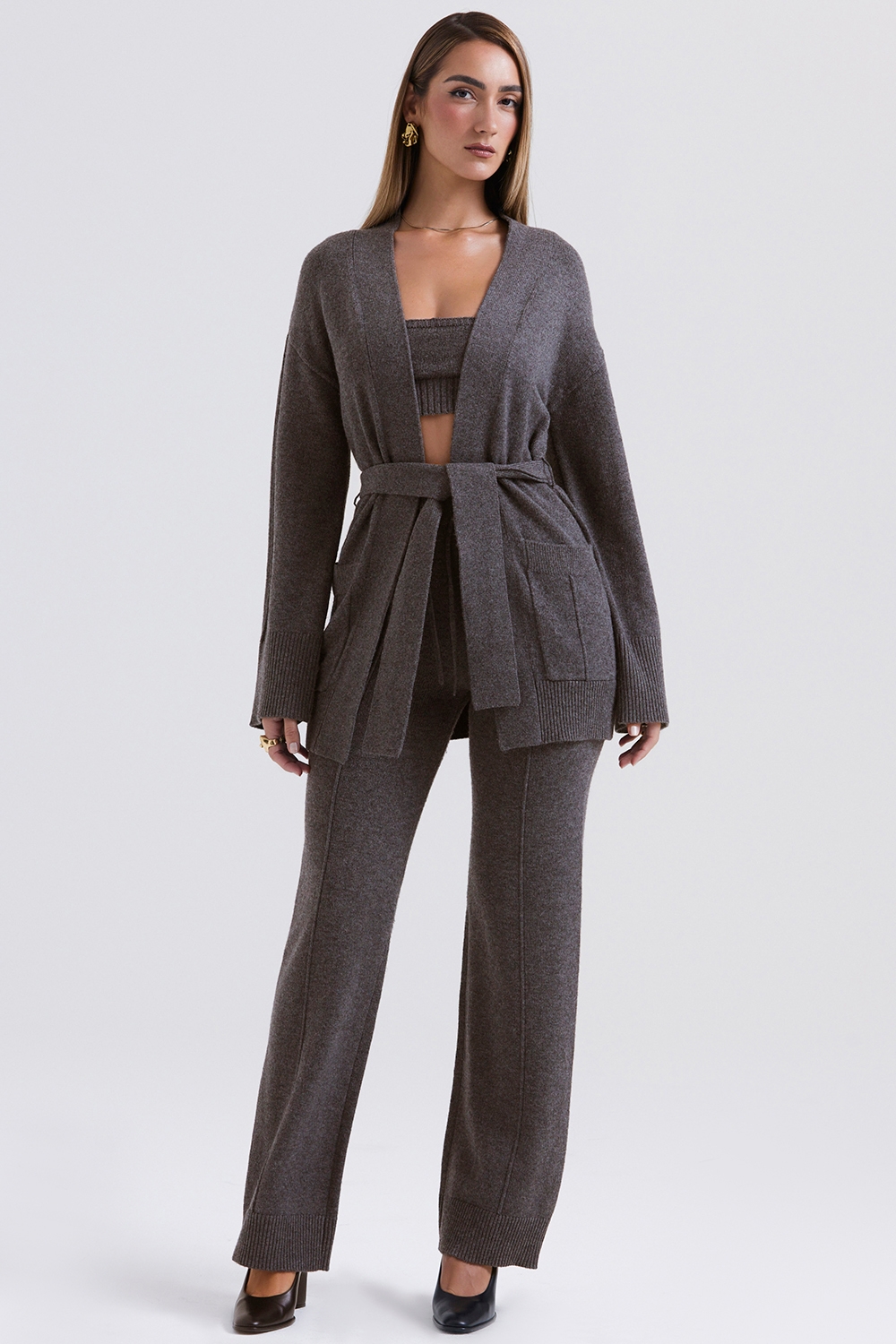 Alaia-Charcoal Cashmere Blend Belted Cardigan - SALE