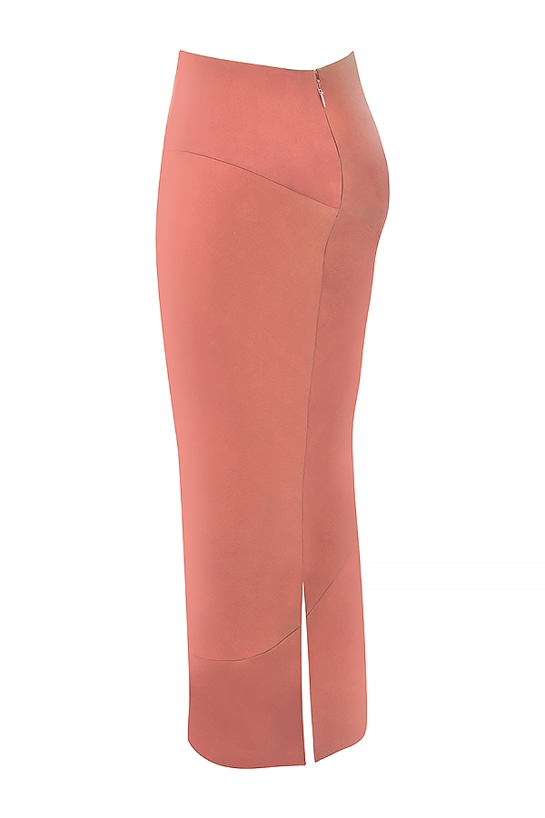 Colette-Rose Satin Low Waist Midi Skirt