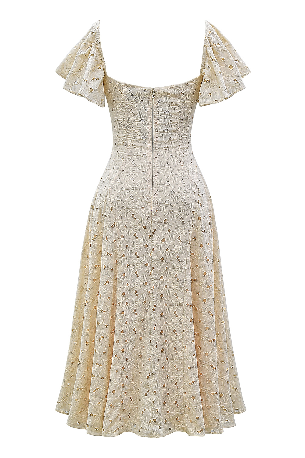 Amaya-Cream Tea Broderie Anglais Midi Dress