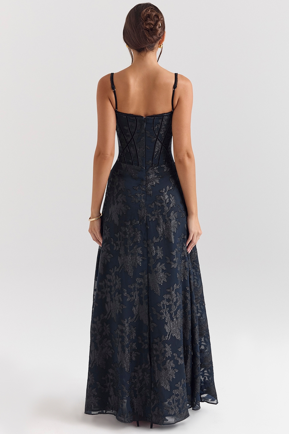 Esme-Midnight Blue Lurex Chiffon Maxi Dress