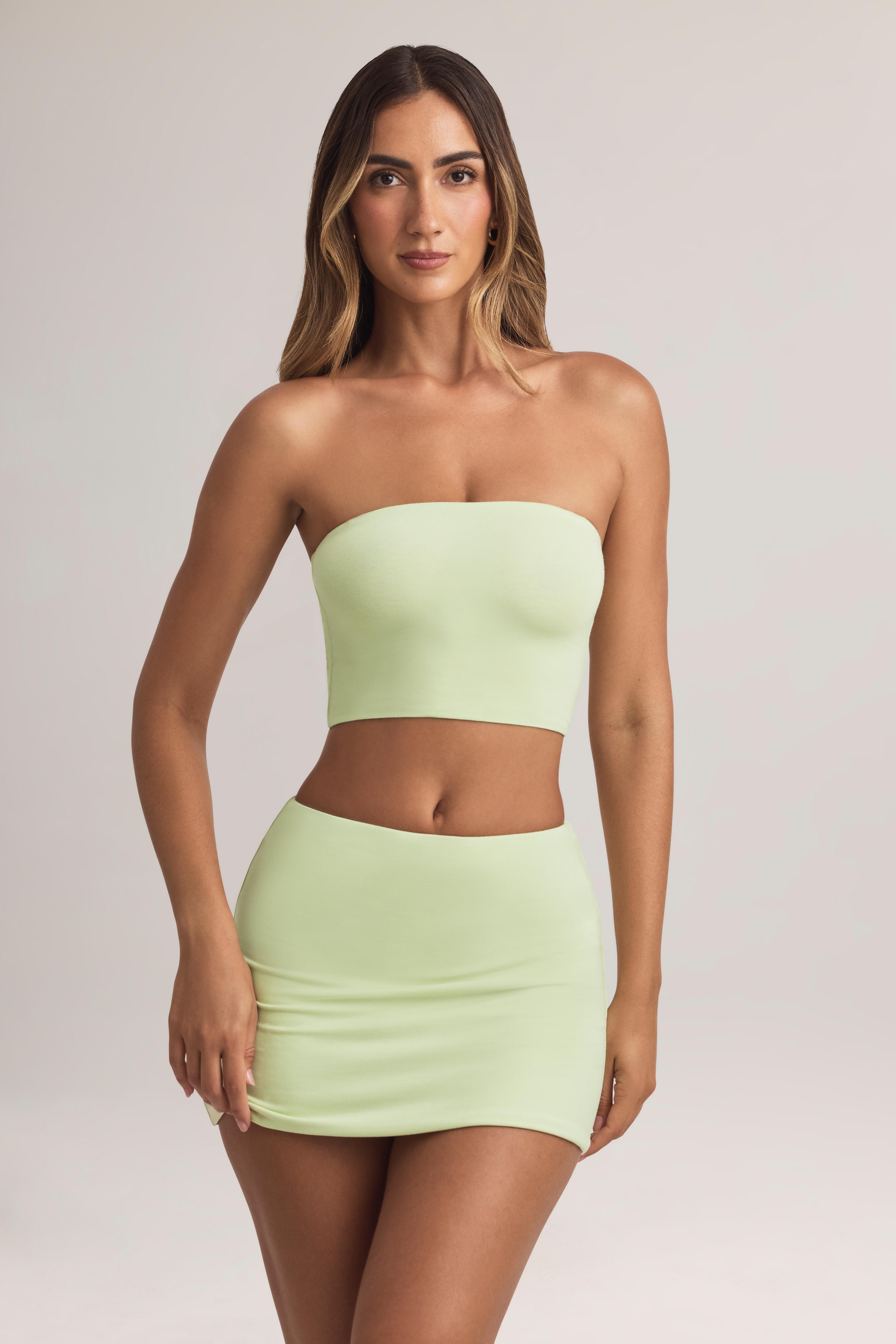 Verna-Modal Strapless Crop Top in Sage Green