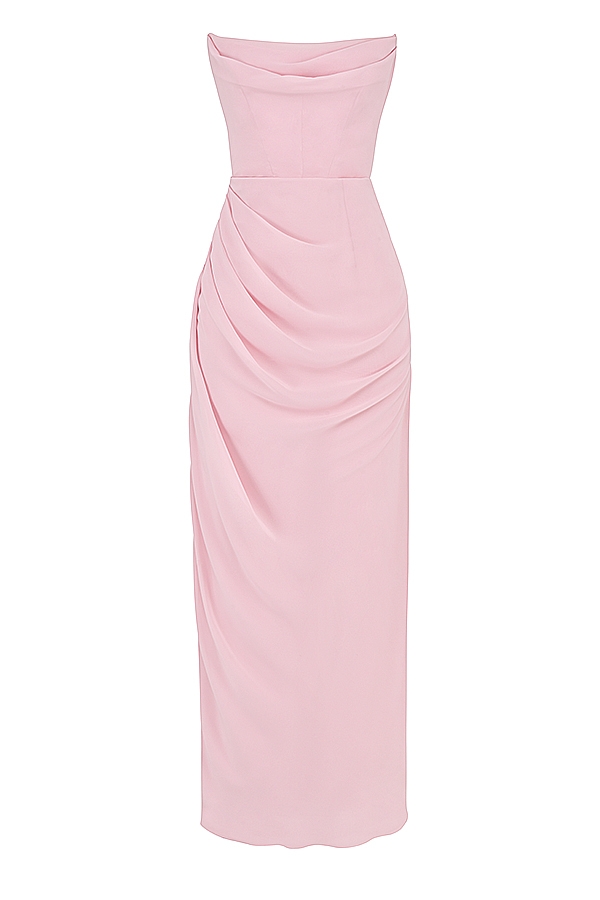 Adrienne-Pink Quartz Georgette Strapless Gown