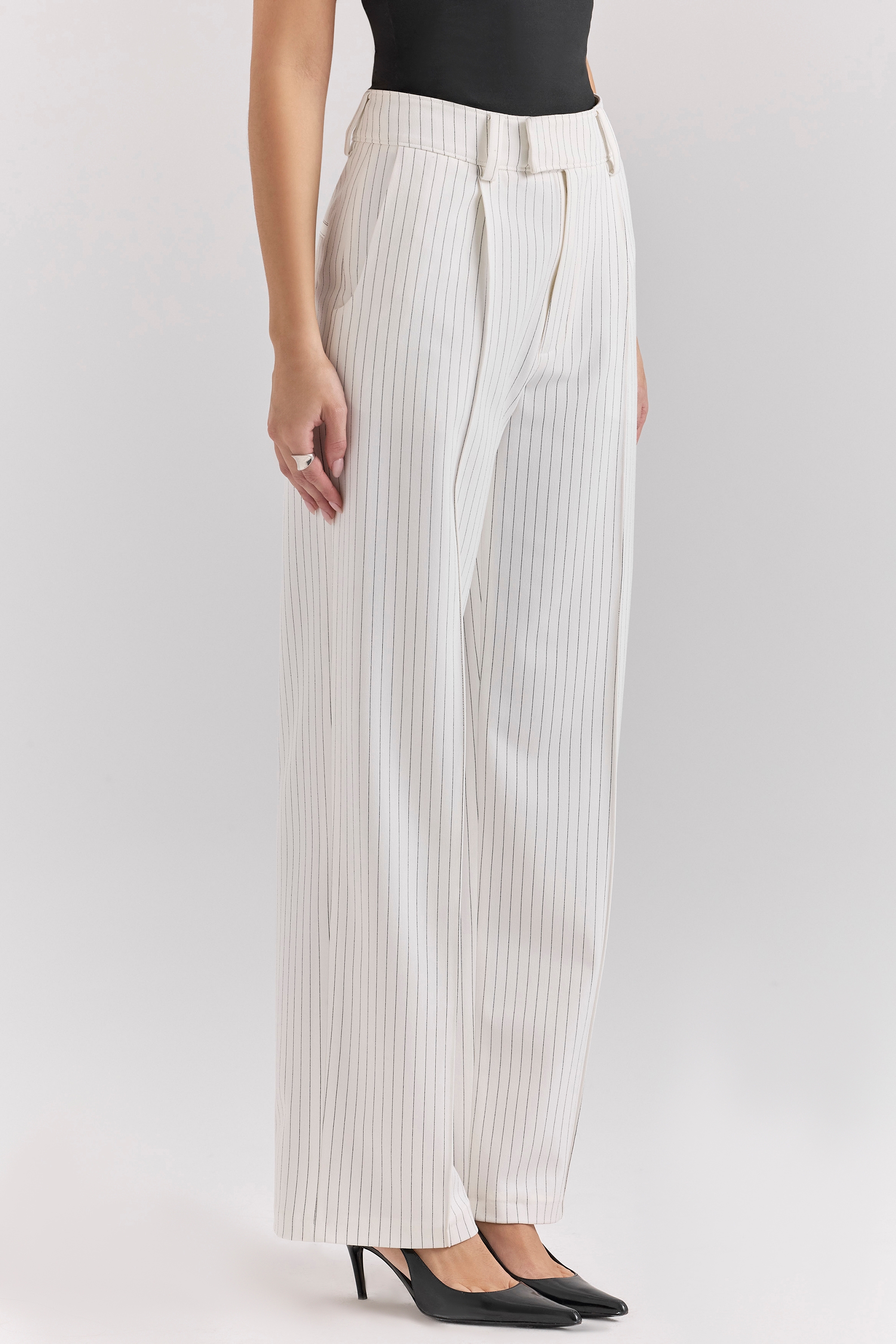 Hayden-White Pinstripe High Waist Tailored Trousers