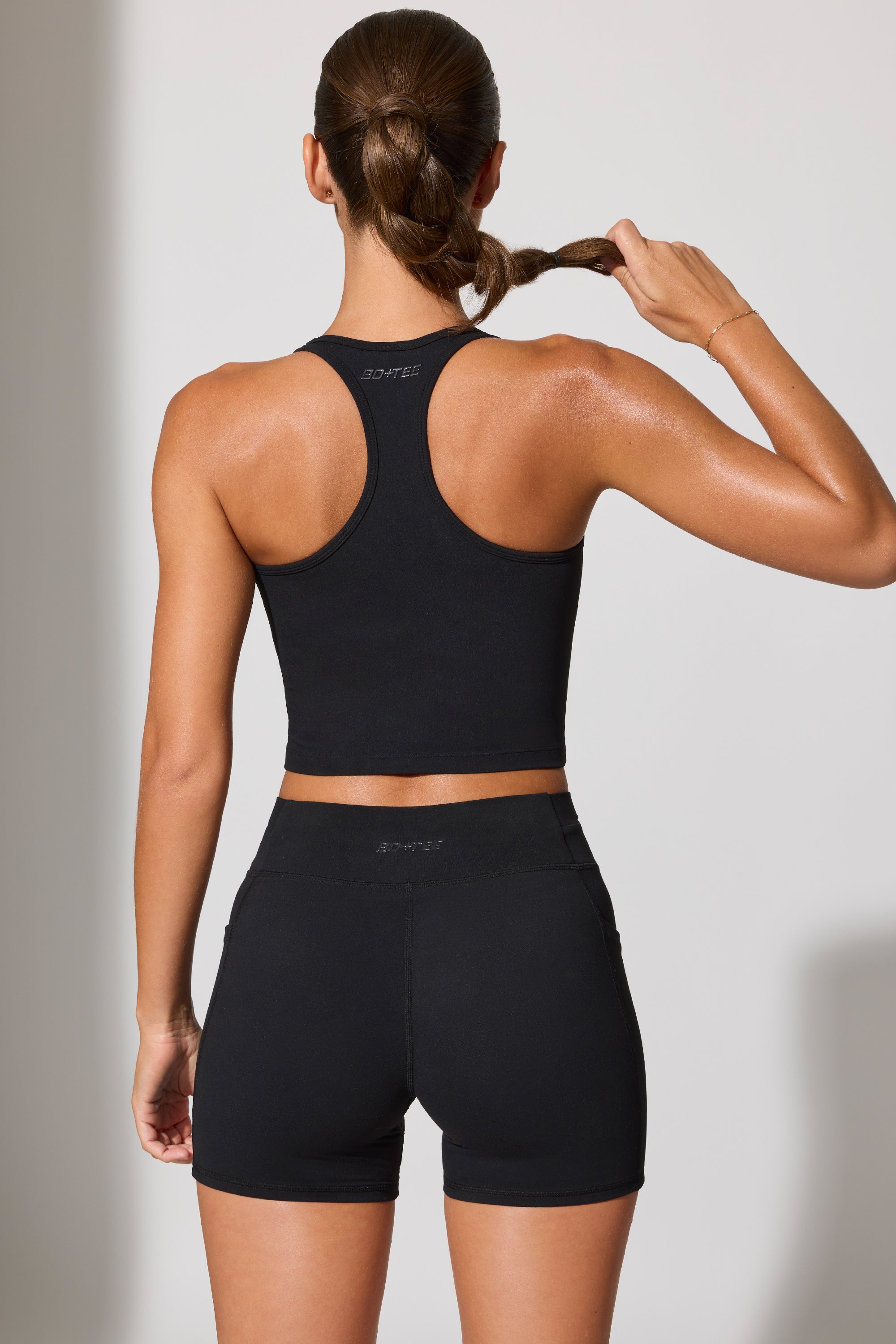 Twist Waist Mini Shorts with Pockets in Black