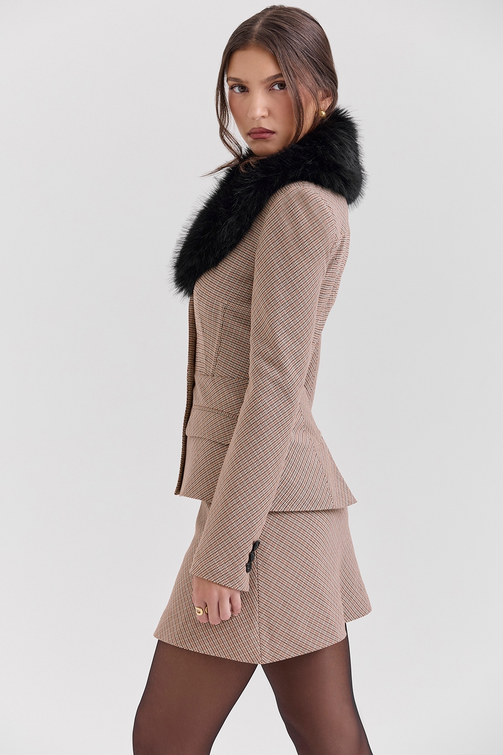 Buckingham-Puppytooth Check Hourglass Jacket - SALE