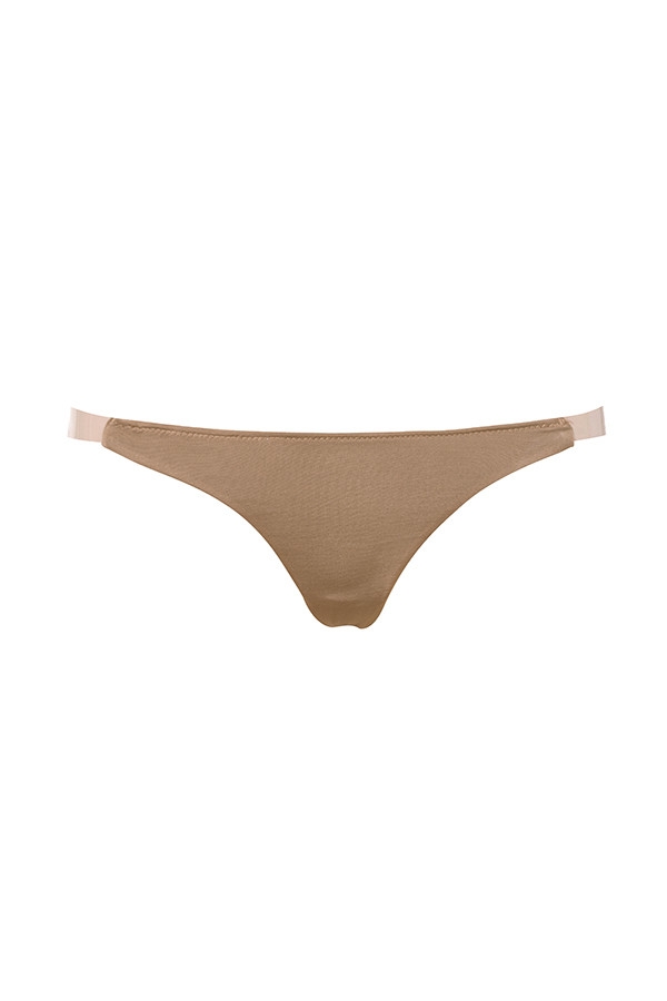Clear Side-Strap Solution Thong - Caramel