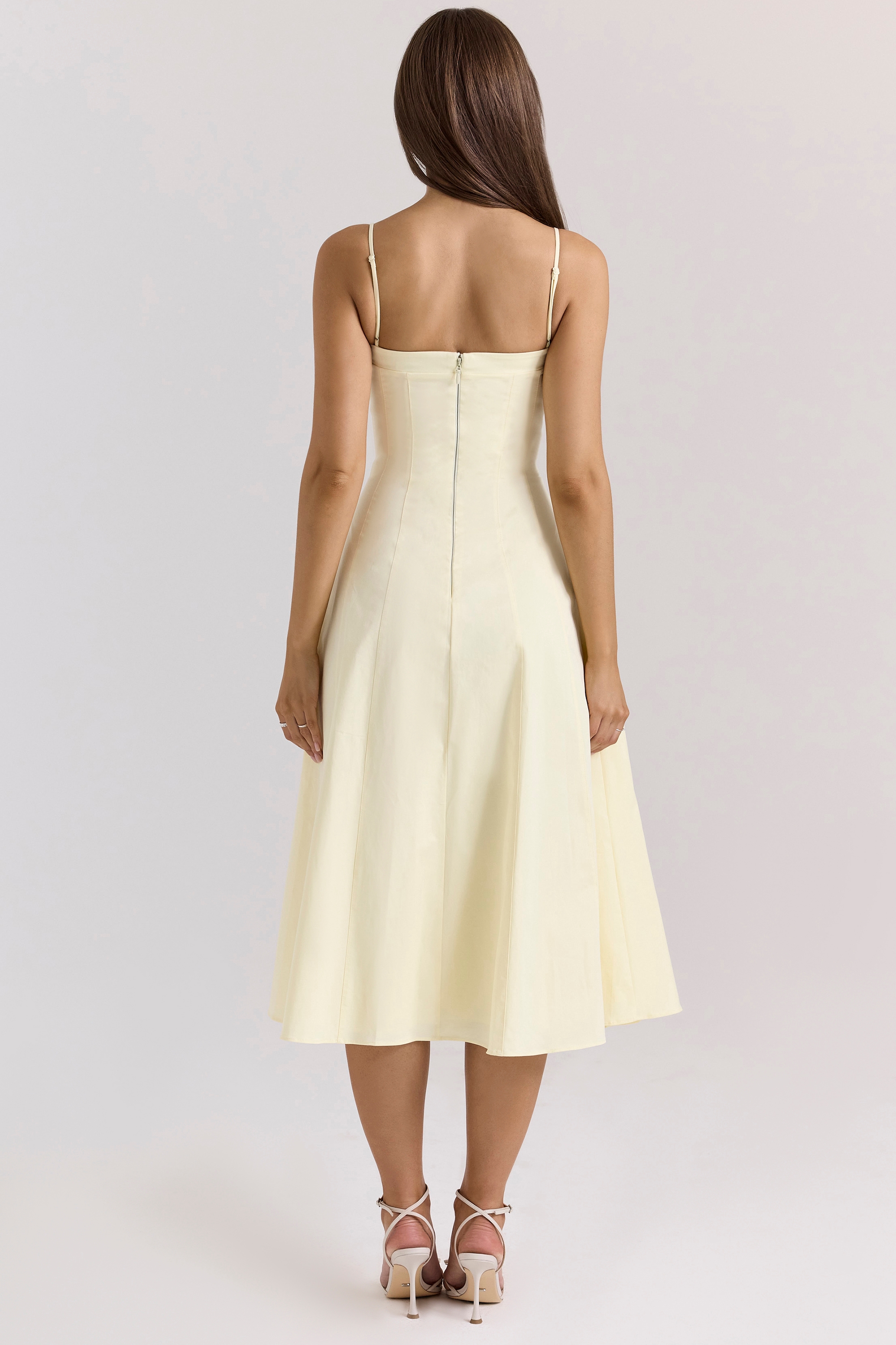 Dolly-Lemon Stretch Cotton A-Line Midi Sundress