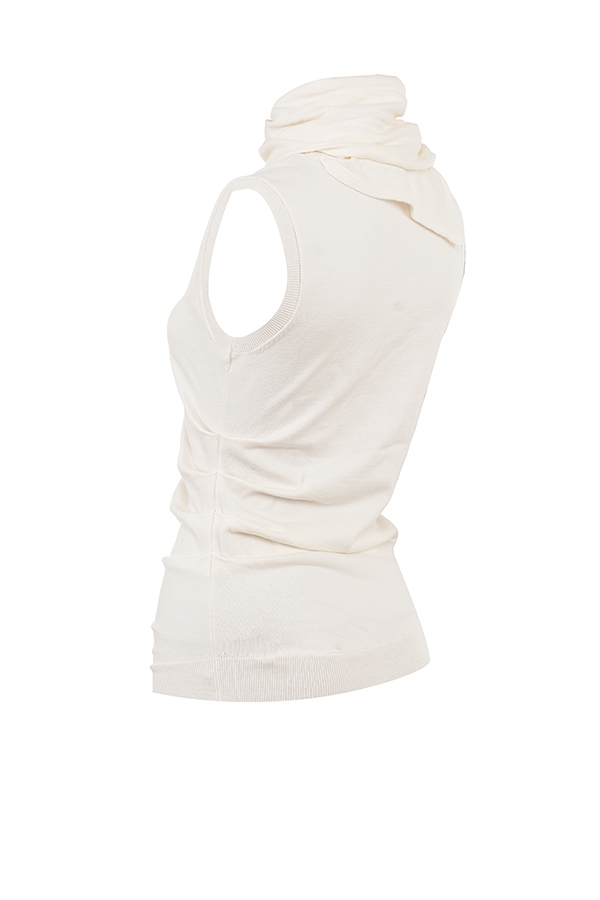 Clementine-Ivory Cashmere Draped Tank and Scarf