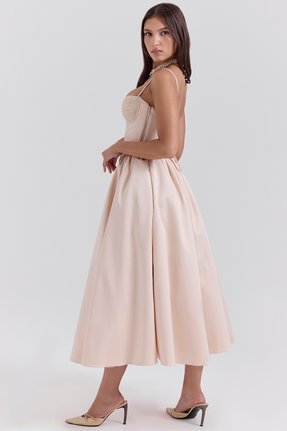 Perfect-Peach Satin Corset and Skirt - SALE