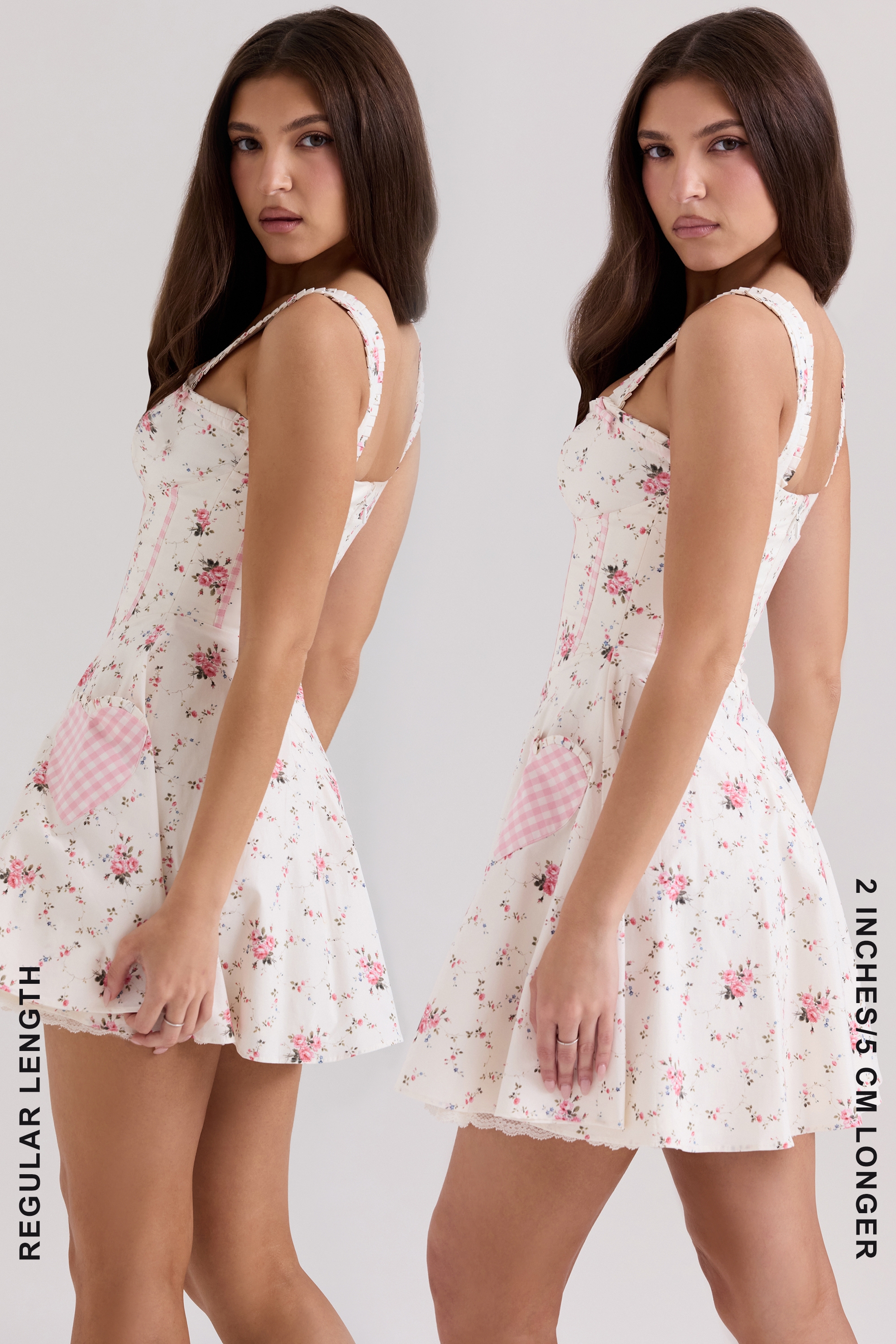 Marianella-Cream Rose Print Stretch Cotton Mini Dress