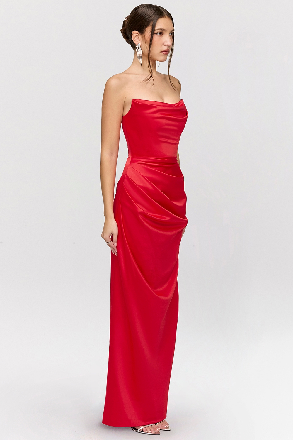 Adrienne-Scarlet Satin Strapless Gown