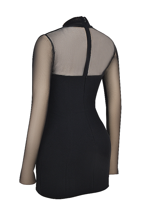Holly-Black Plunge Mini Dress
