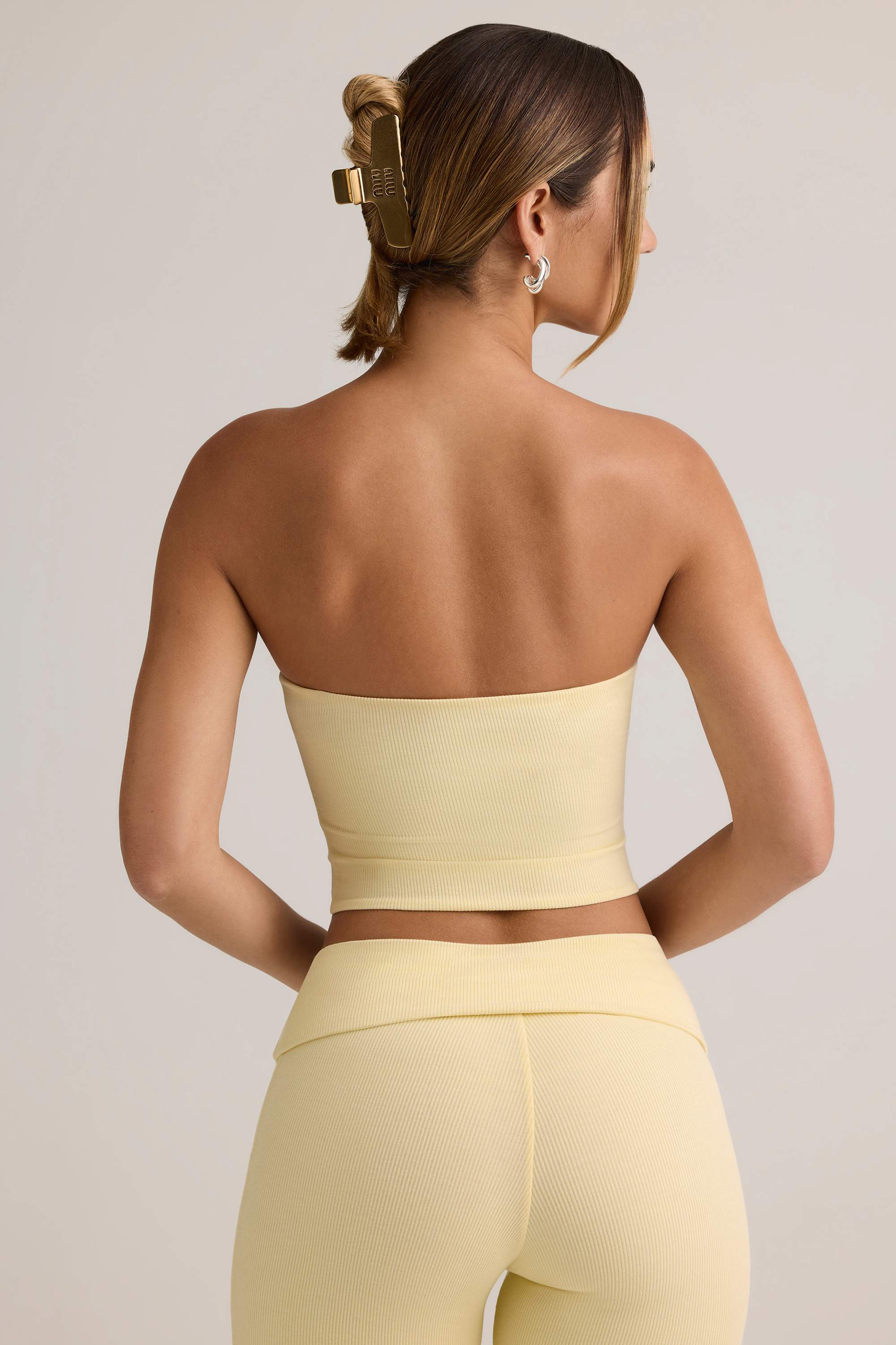 Verna-Modal Strapless Crop Top in ButterCream Yellow