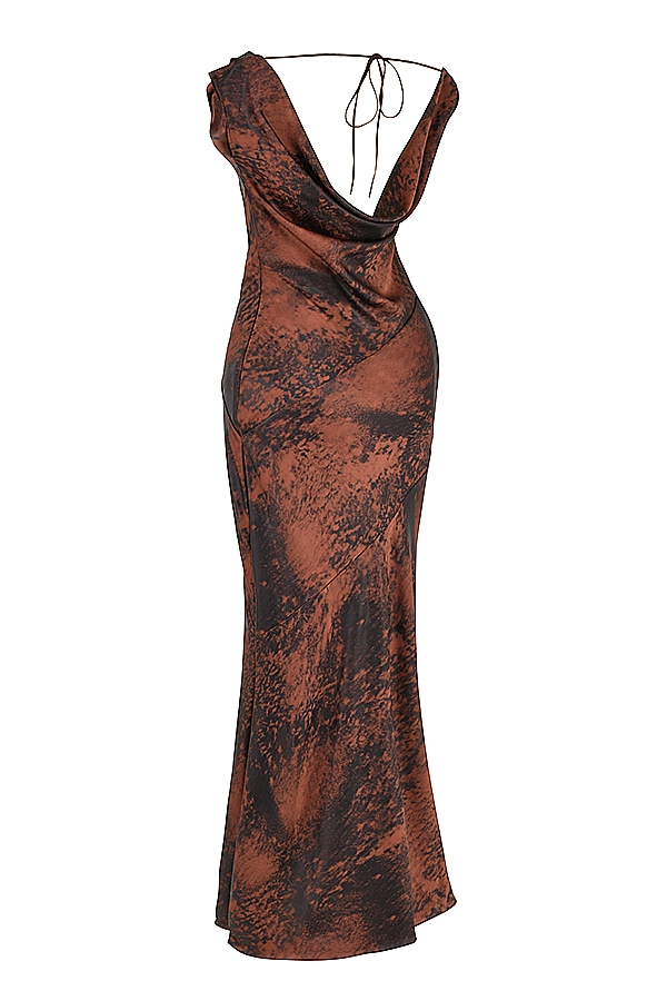Alaina-Antique Copper Bias Cut Maxi Dress