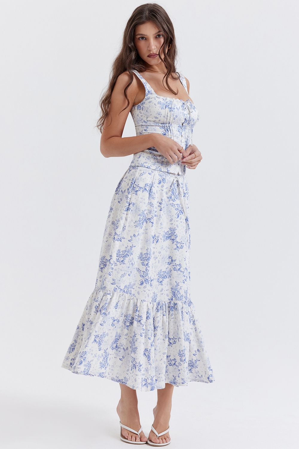 Chicca-Blue Floral Print Top