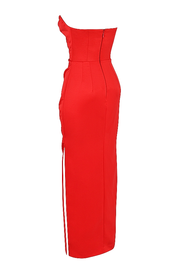 Adrienne-Scarlet Satin Strapless Gown