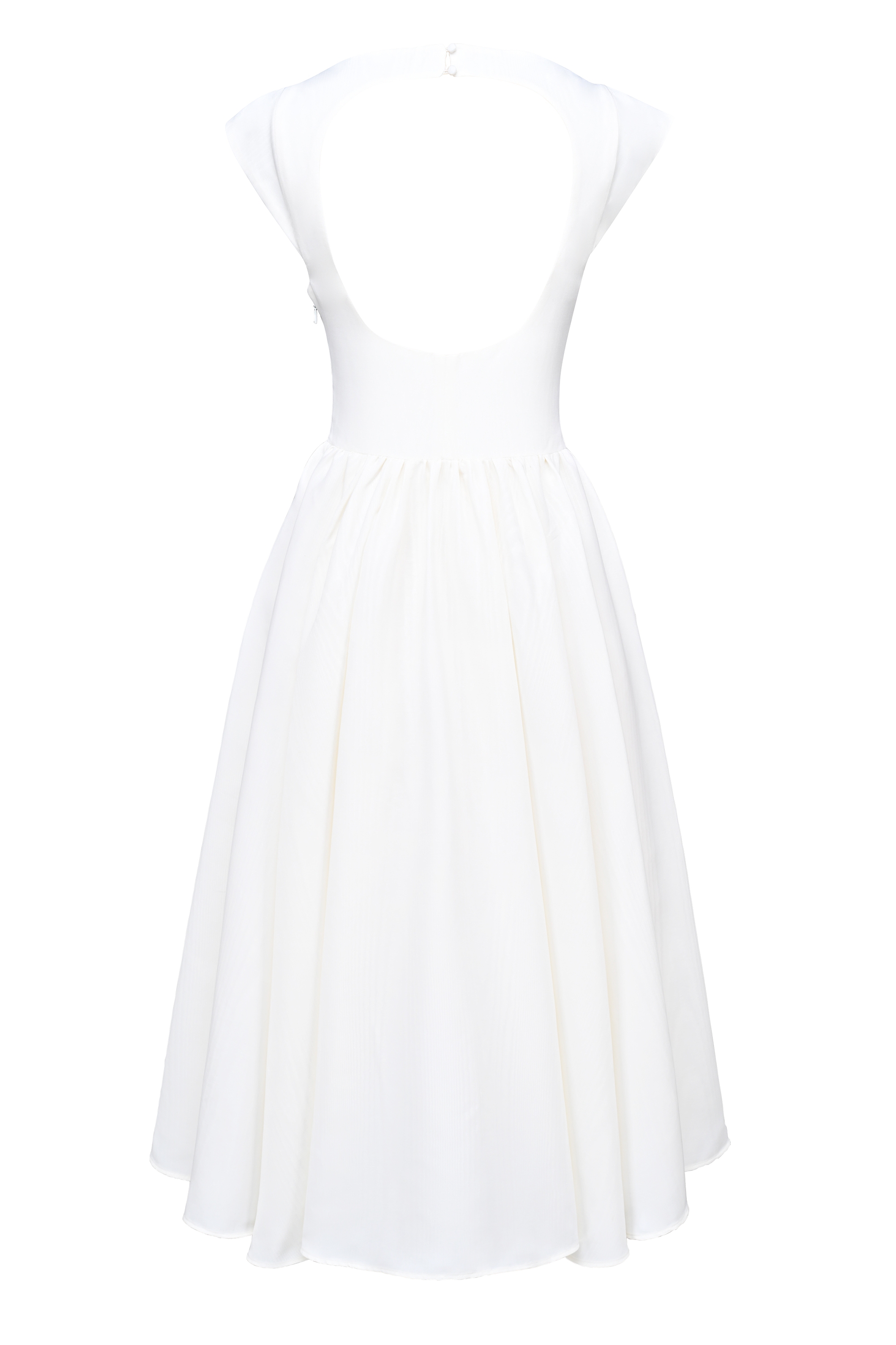 Debutante-Ivory Moire Satin Midi Dress
