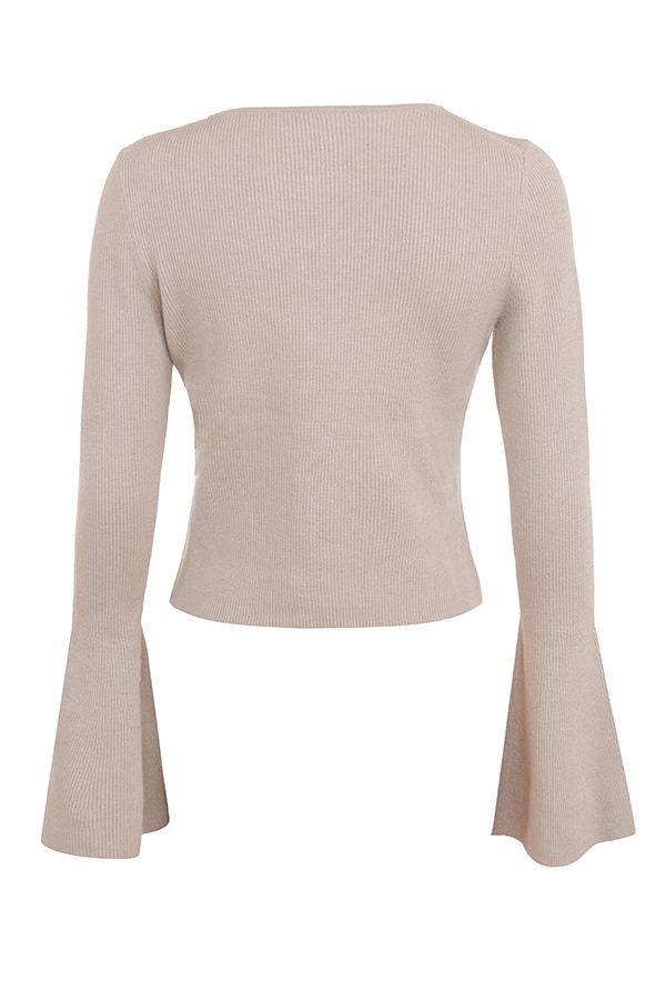 Aster-Biscuit Wool Cashmere Long Sleeve Cardigan