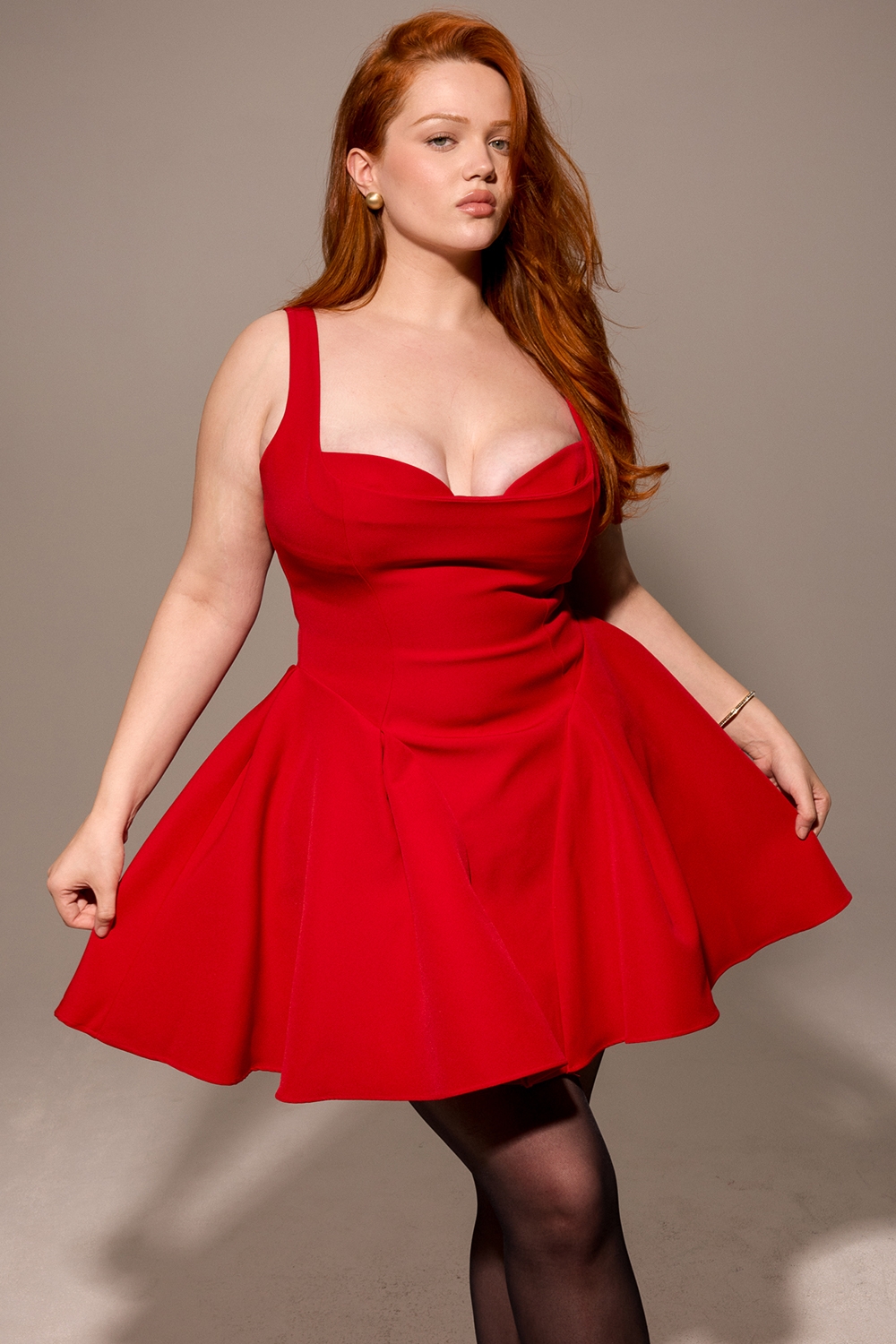 Bunny-Holly Red Crepe Mini Dress