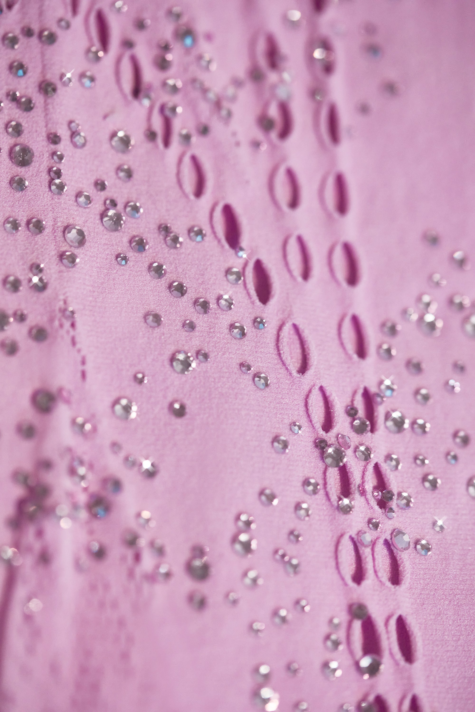 Tori-Embellished Halterneck Mini Dress in Violet Pink