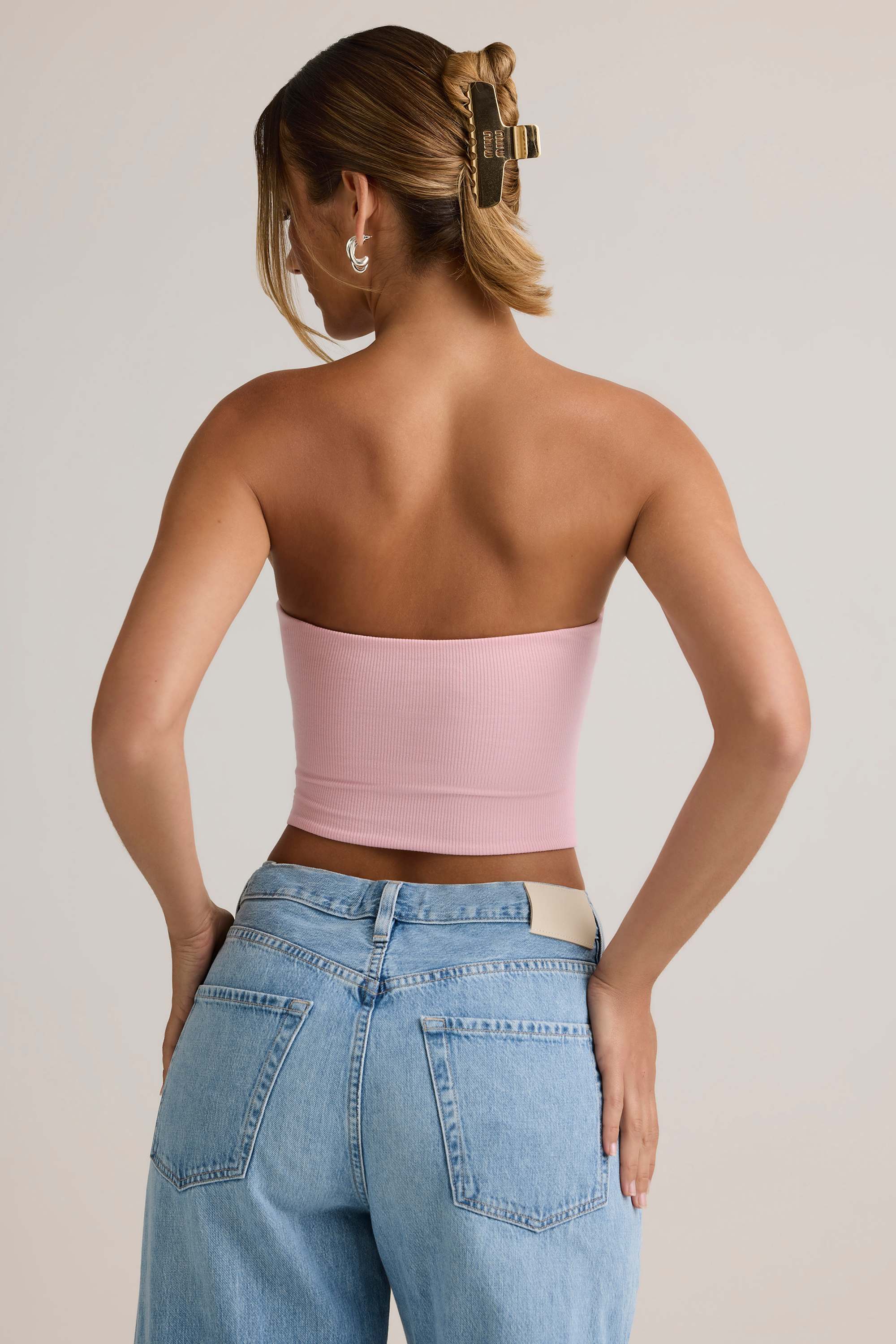 Verna-Modal Strapless Crop Top in Baby Pink