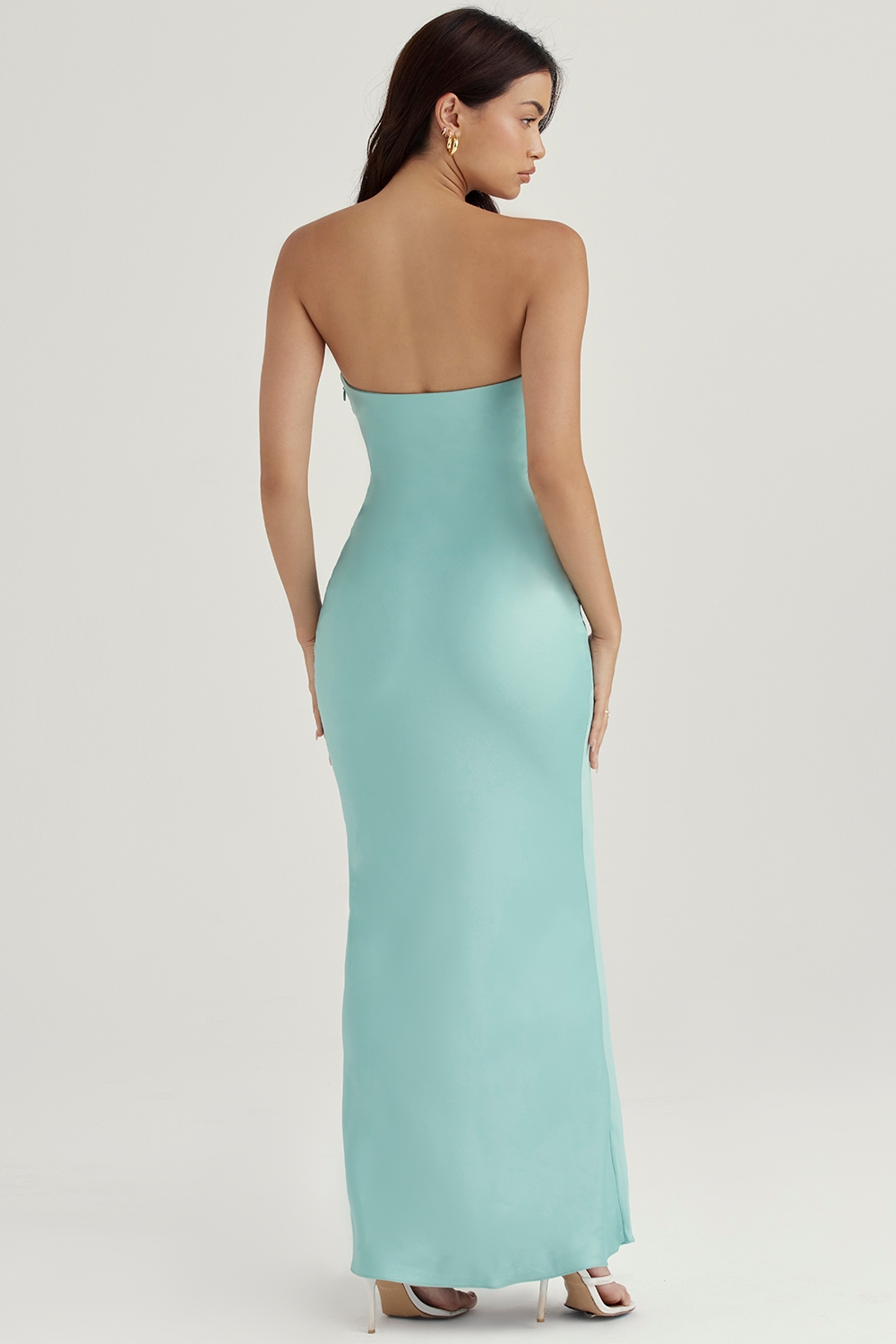 Alette-Jade Satin Strapless Maxi Dress