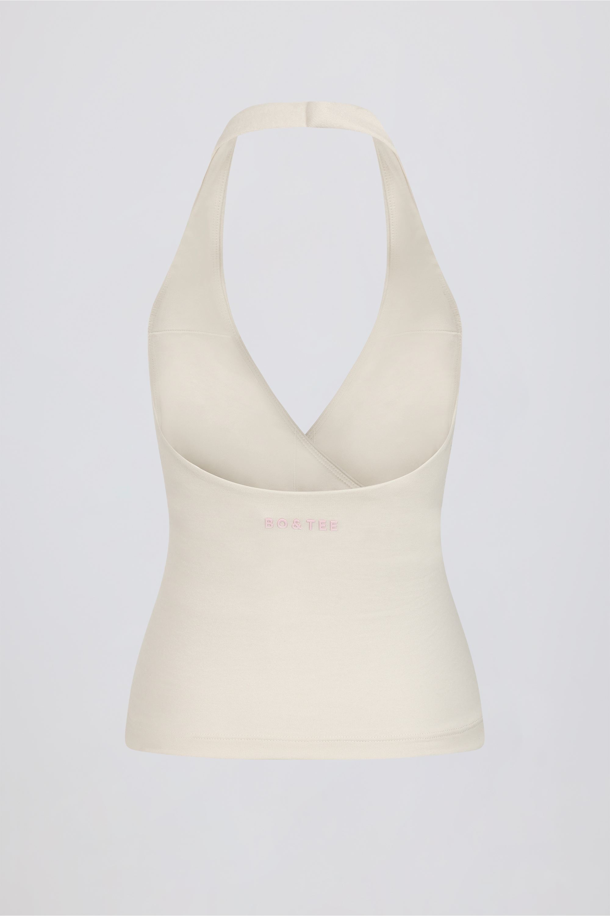 Wrap Halterneck Tank Top in Ivory Marl