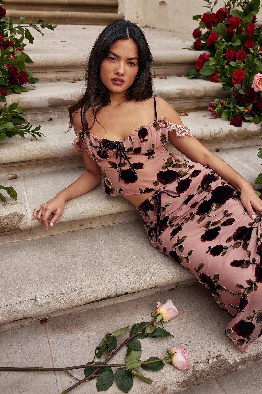 Graciela-Dusty Pink Devore Top