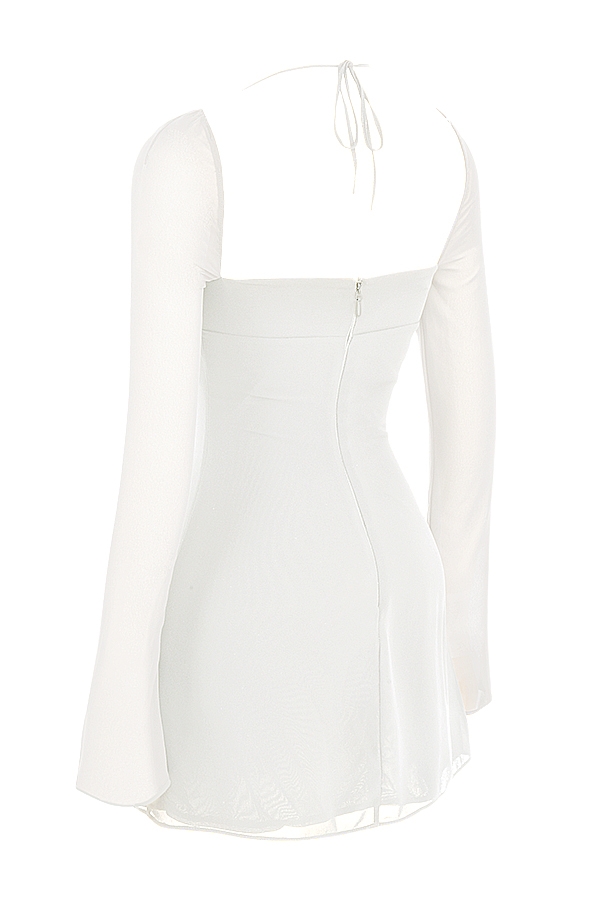 Babydoll-Ivory Chiffon Halter Mini Dress