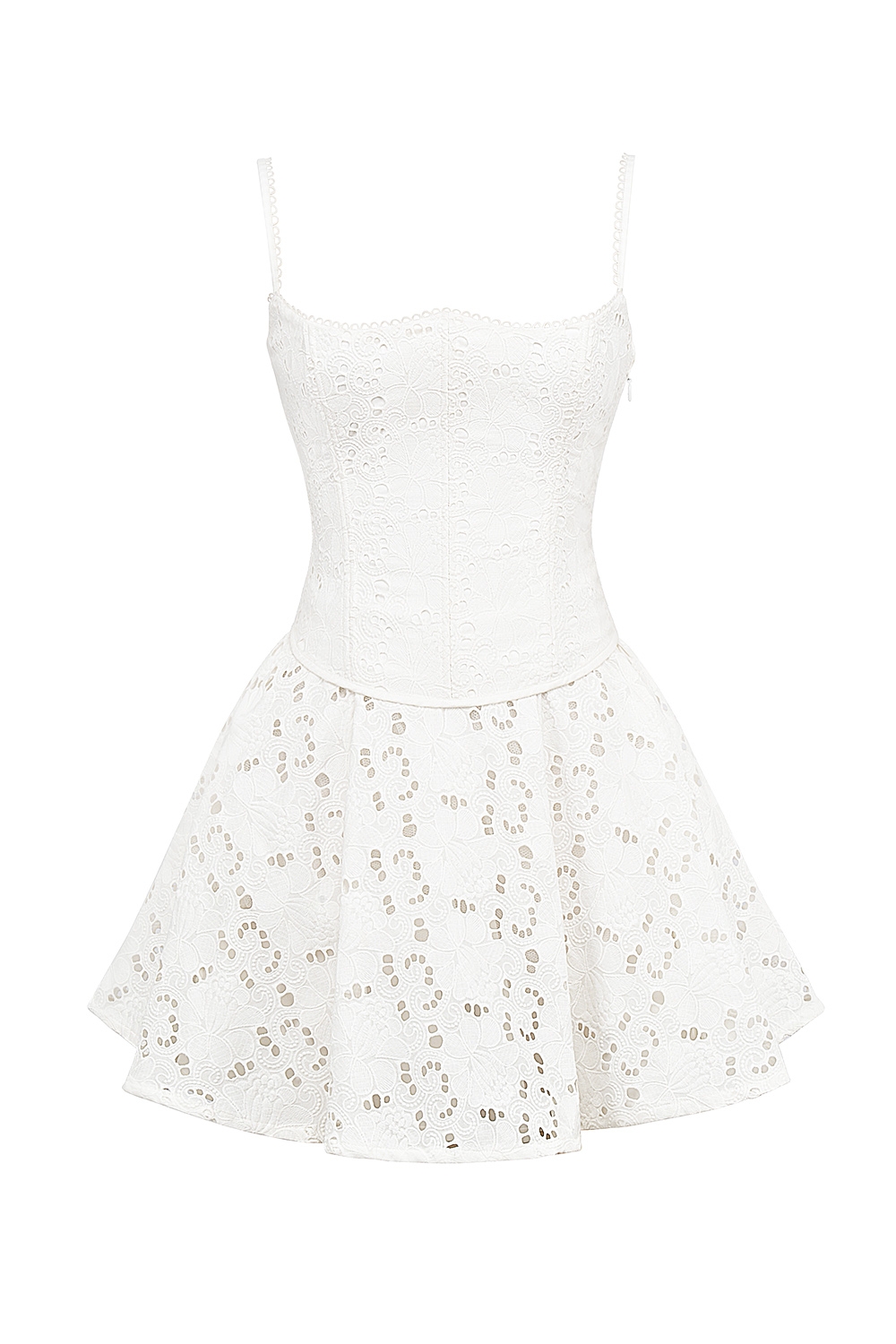 Elara-White Broderie Anglais Mini Dress