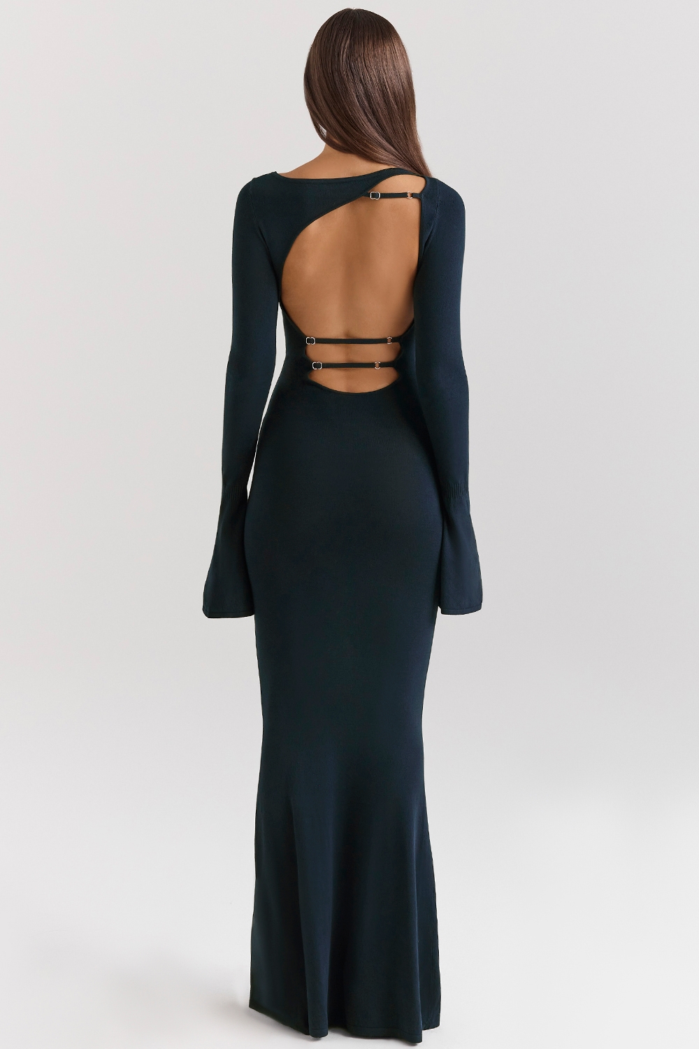 Christiane-Midnight Blue Silky Knit Maxi Dress