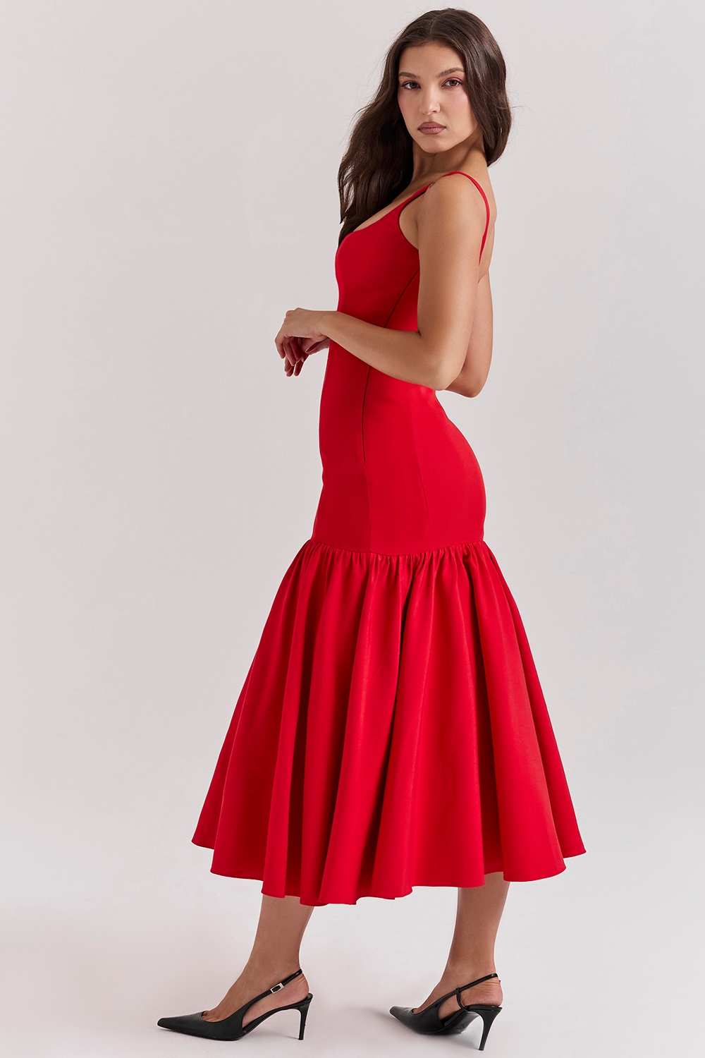 Amore-Scarlet Dropped Waist Midi Dress