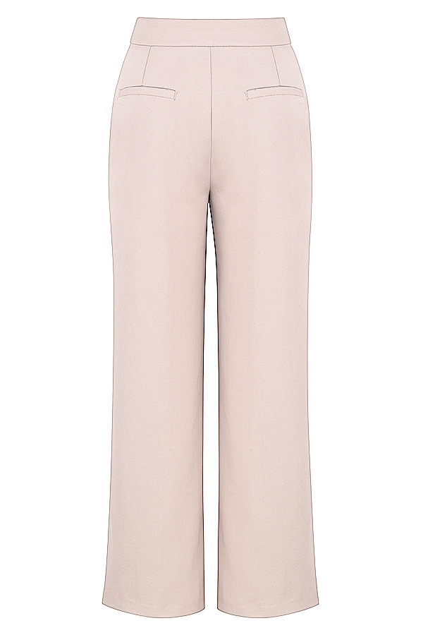 Alivia-Beige Loose Fit Trousers