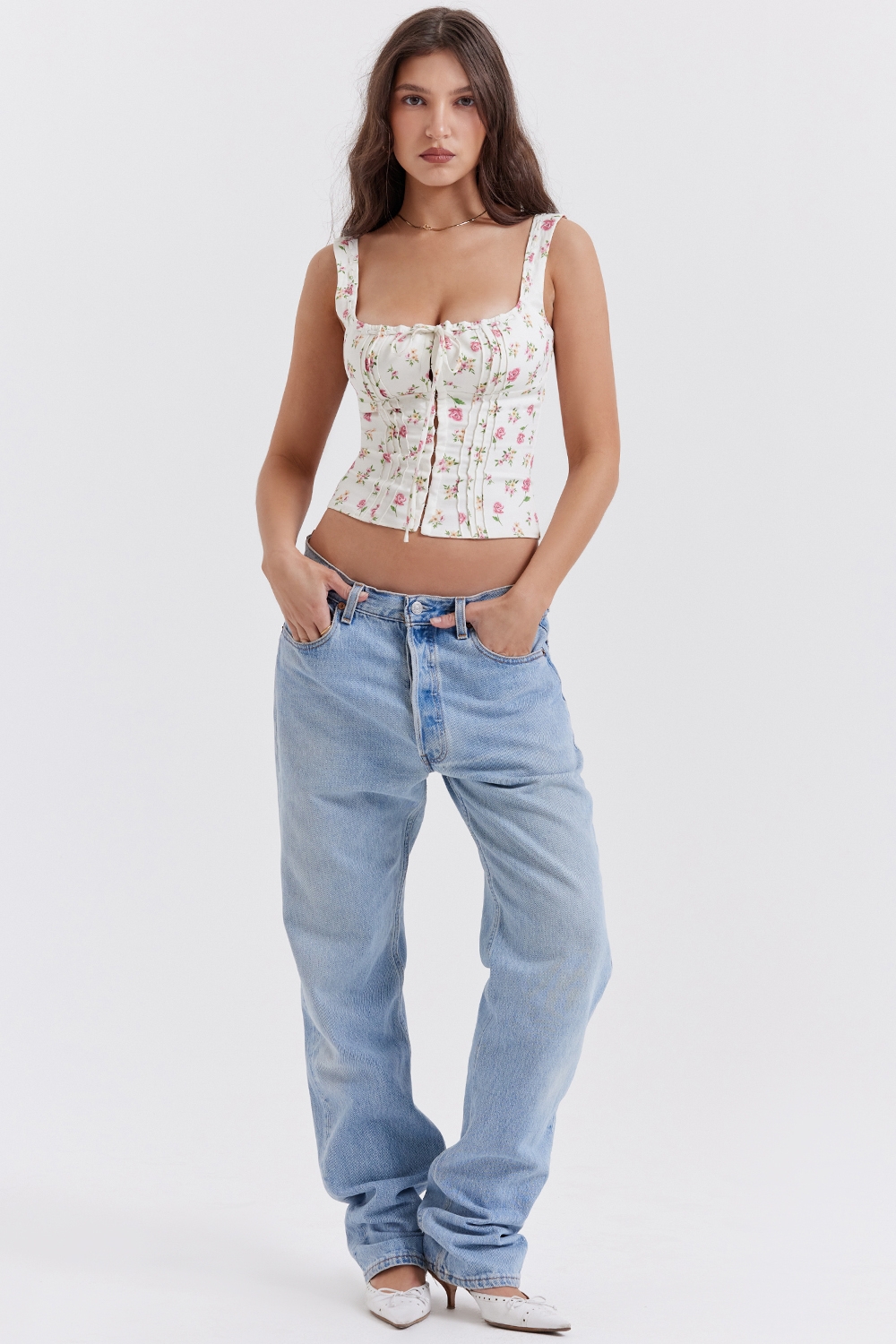 Chicca-Rose Print Floral Top