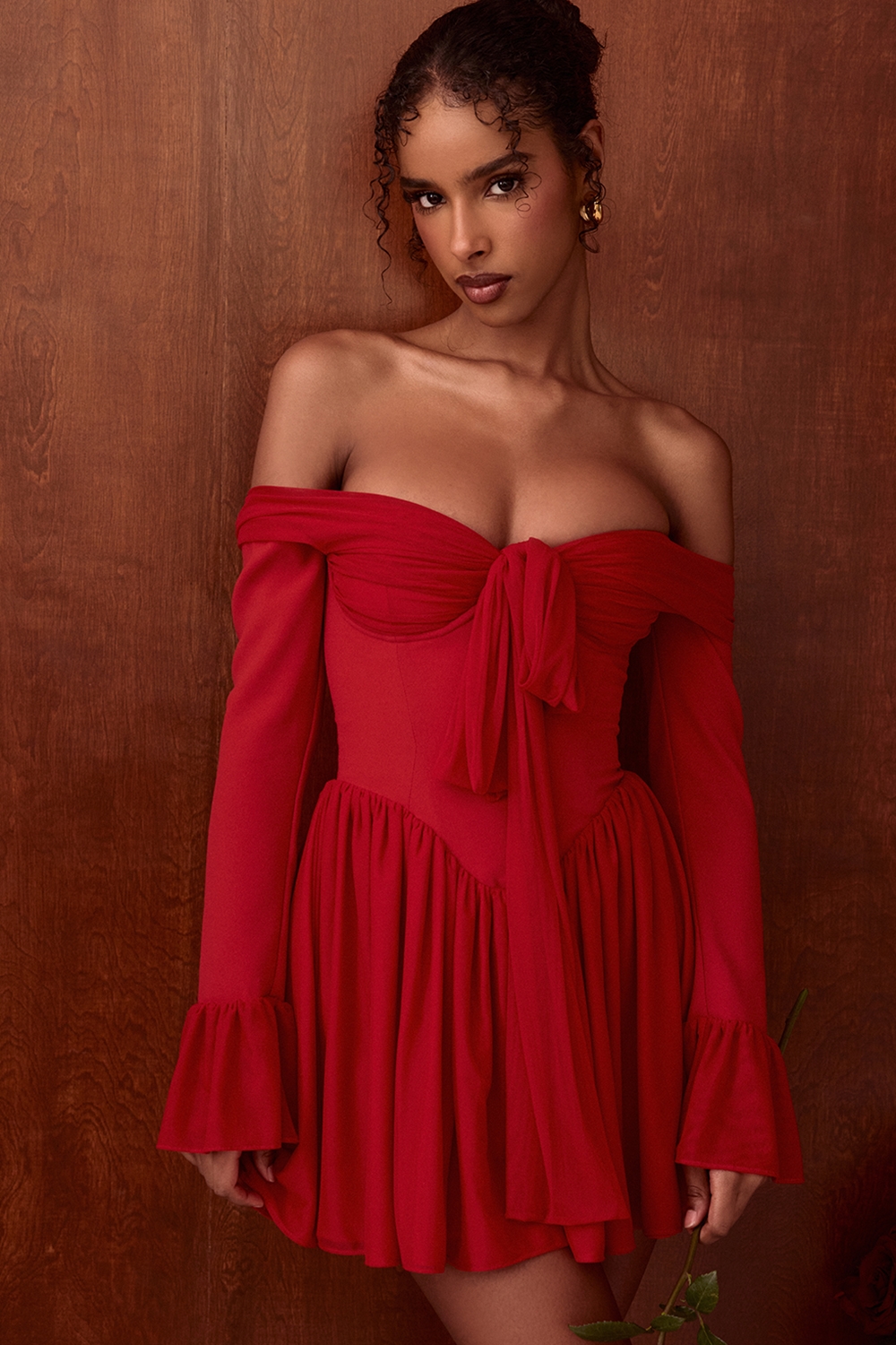 Alana-Scarlet Off Shoulder Dress