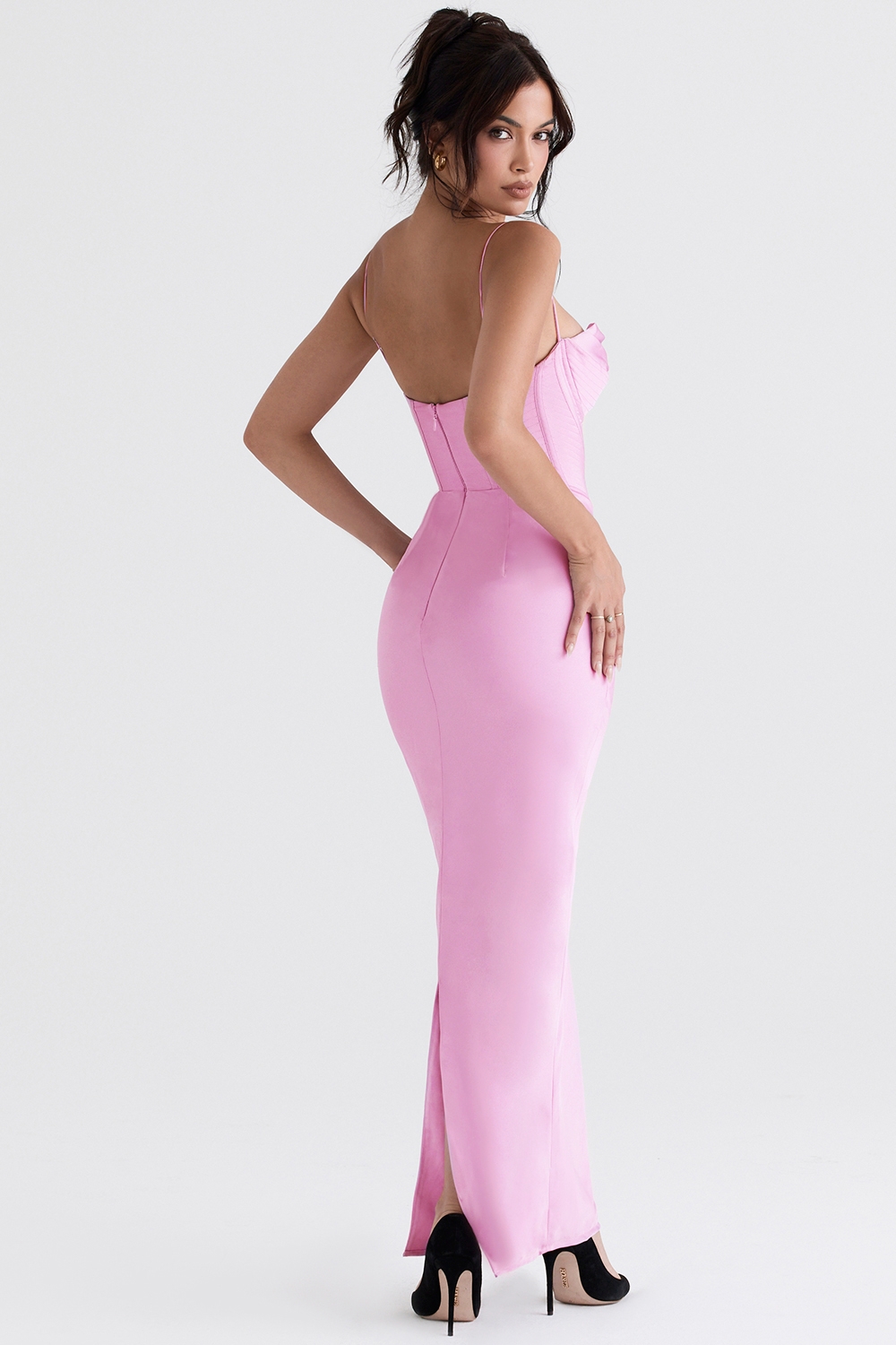Charmaine-Pink Corset Maxi Dress