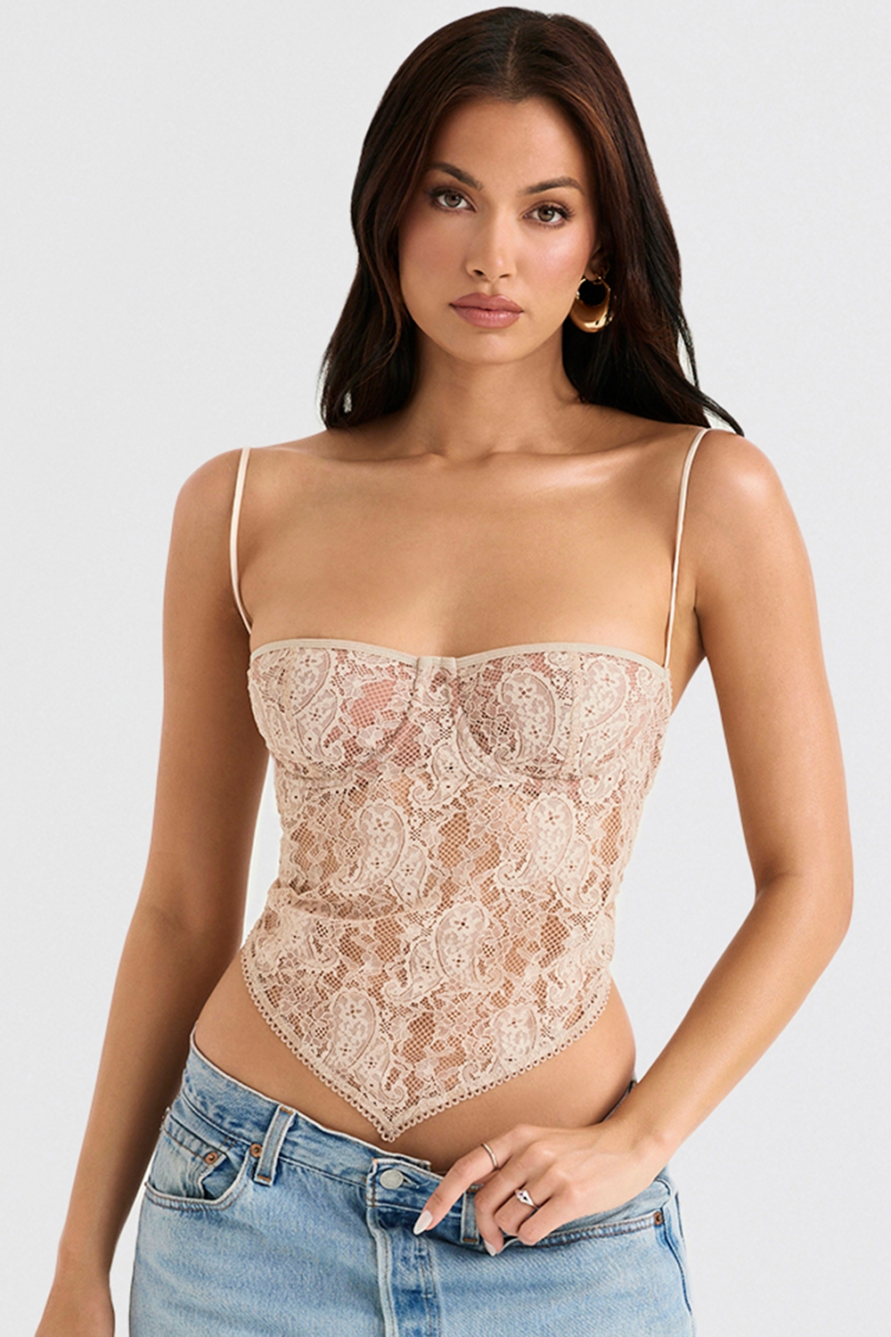 Fernanda-Cream Paisley Lace Top