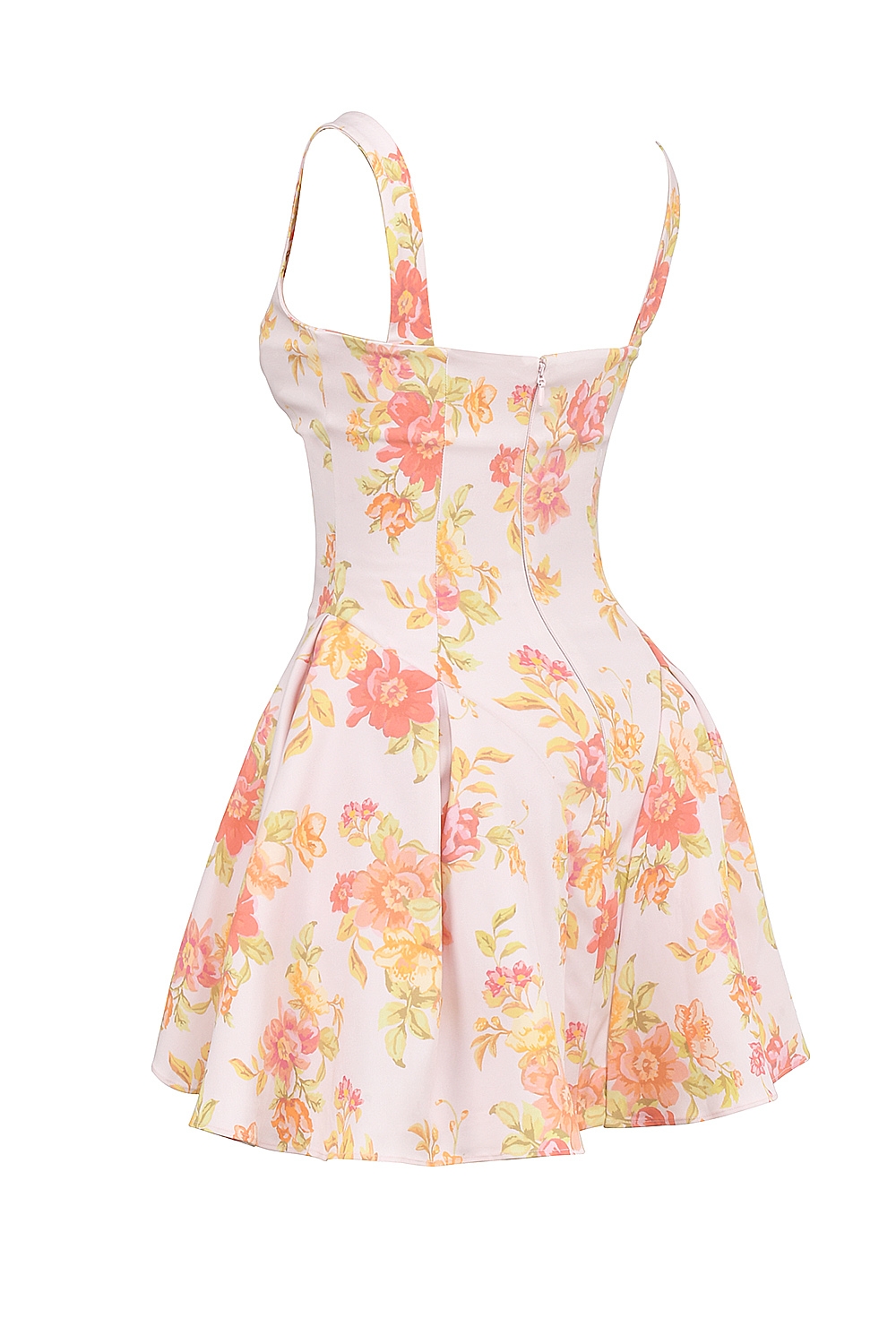 Bunny-Peach Poppy Print Twill Mini Dress
