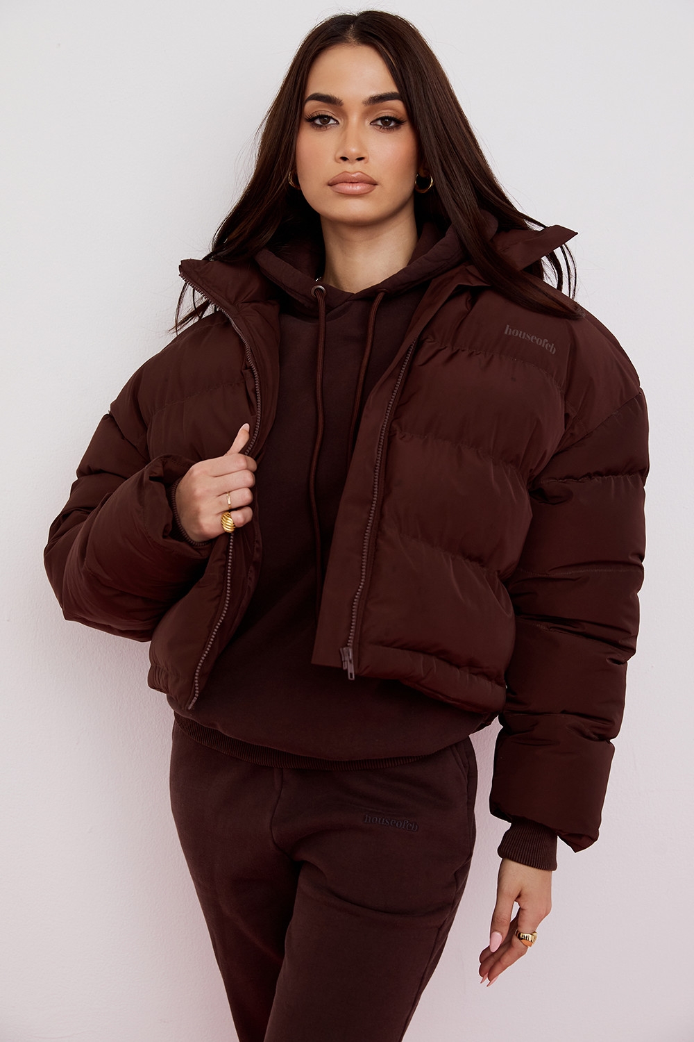 Hero-Chocolate Oversized C Shape Puffer Jacket