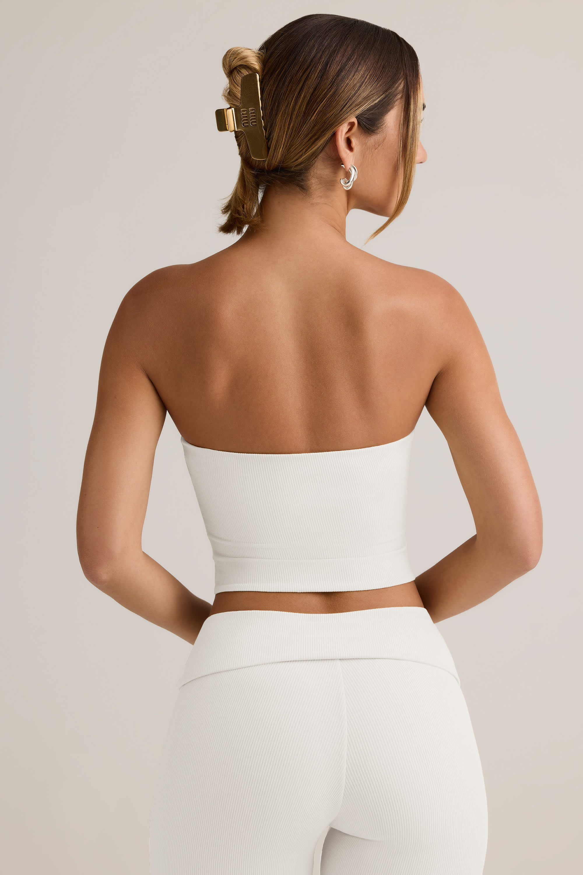 Verna-Modal Strapless Crop Top in White