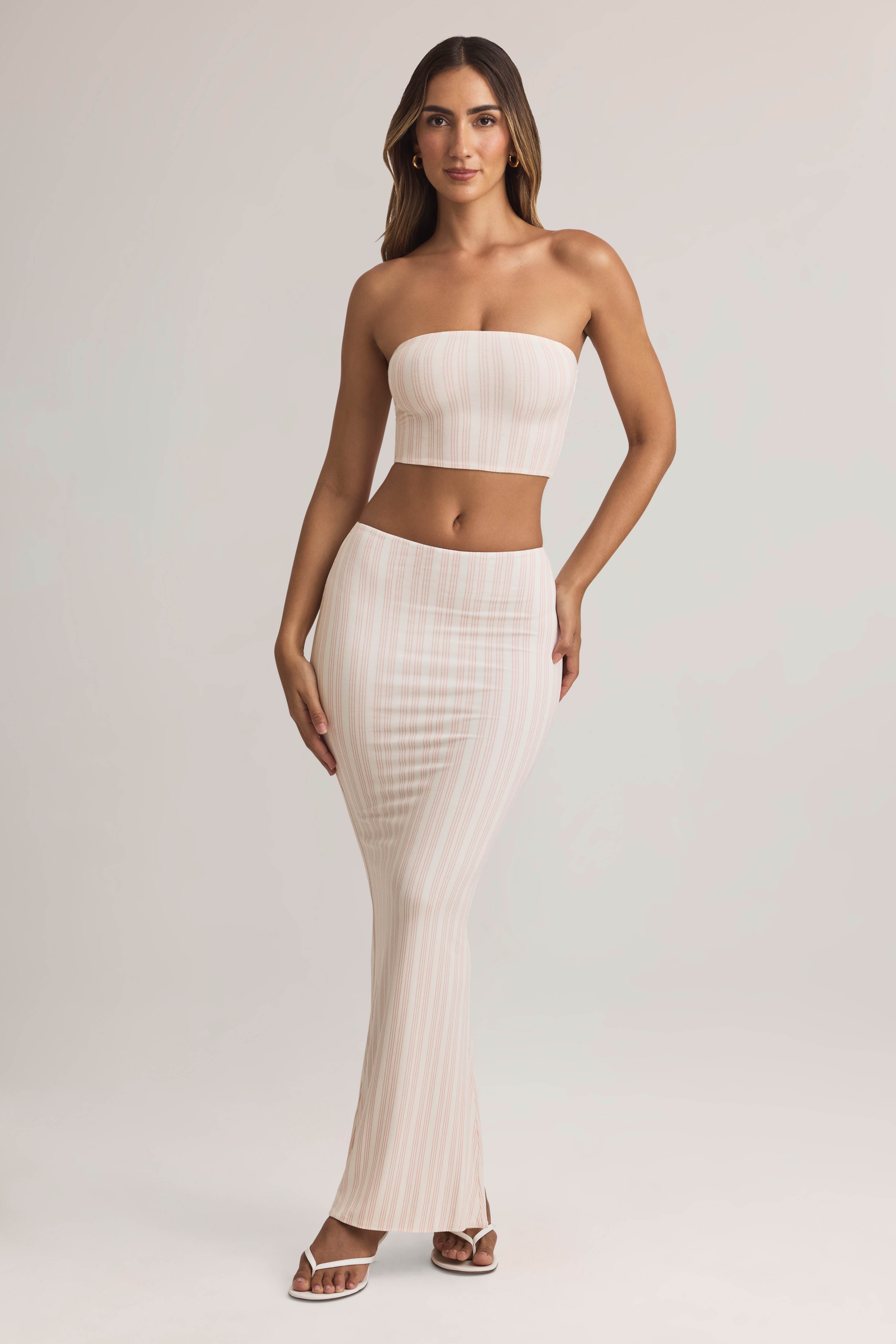 Verna-Modal Strapless Crop Top in Stripe Print