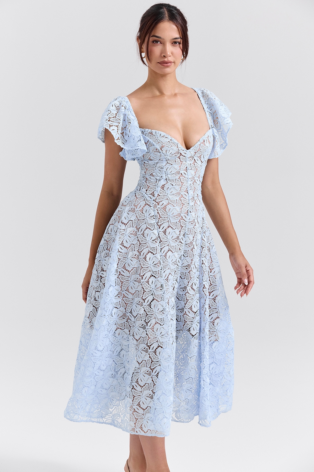Austen-Bluebell Floral Lace Midi Dress