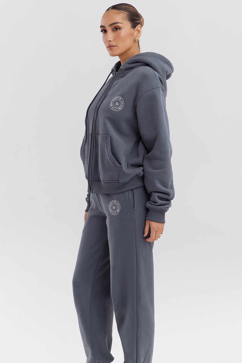 Mirage-Slate Zip Through Hoodie