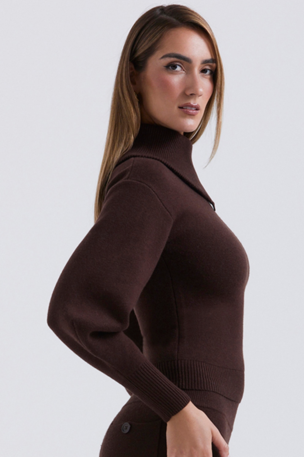 Adelita-Chocolate Cashmere Blend Sweater - SALE