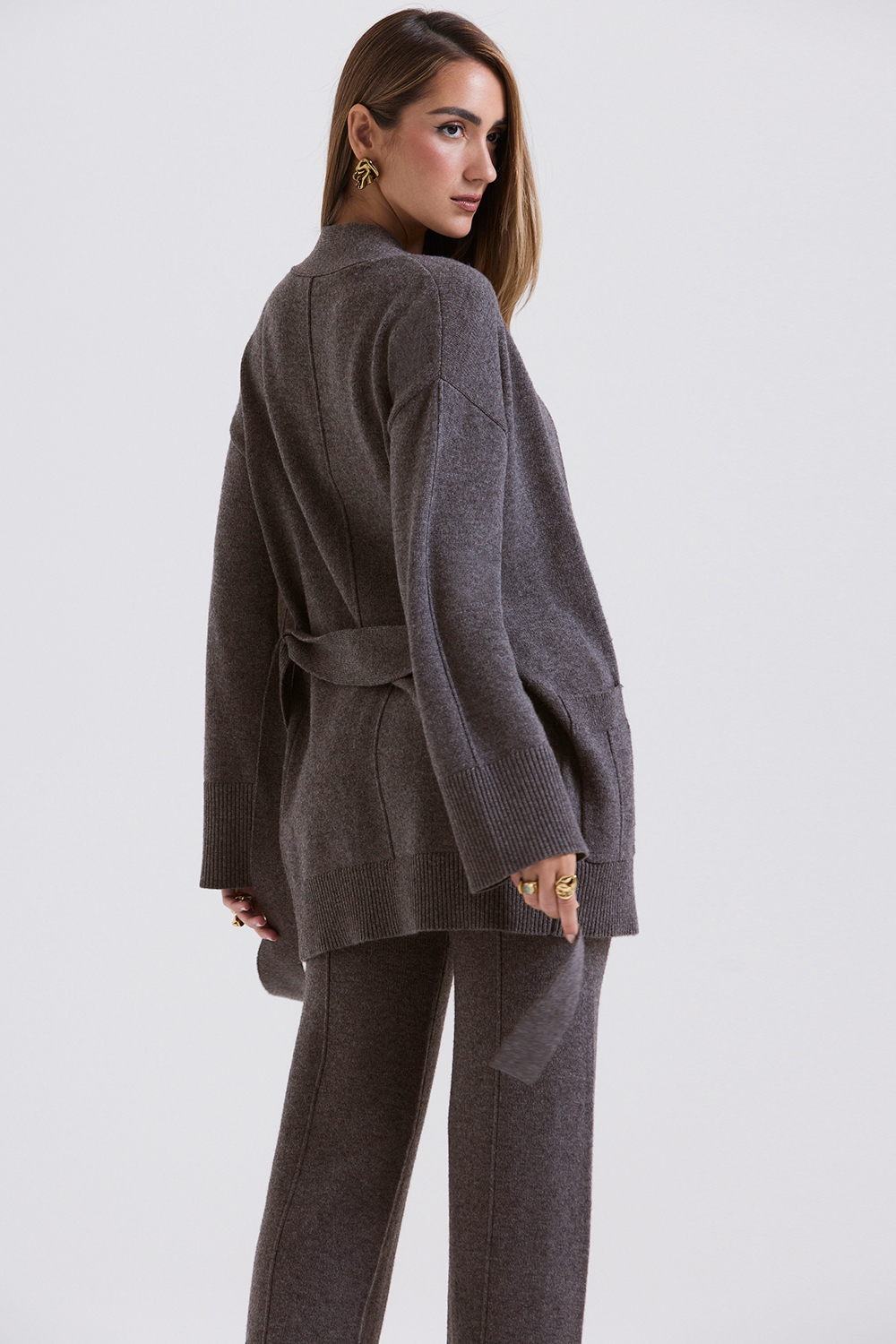 Alaia-Charcoal Cashmere Blend Belted Cardigan - SALE