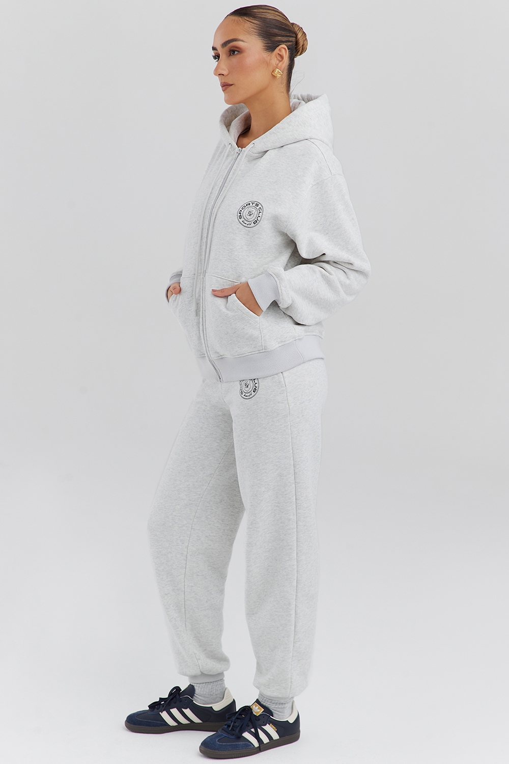 Mirage-Light Grey Marl Zip Through Hoodie