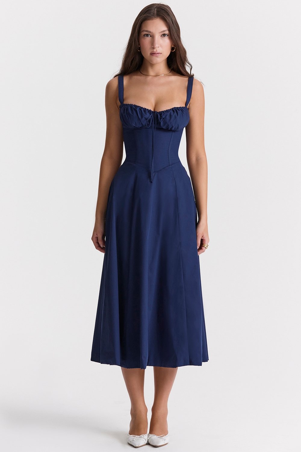 Carmen-French Navy Bustier Sundress