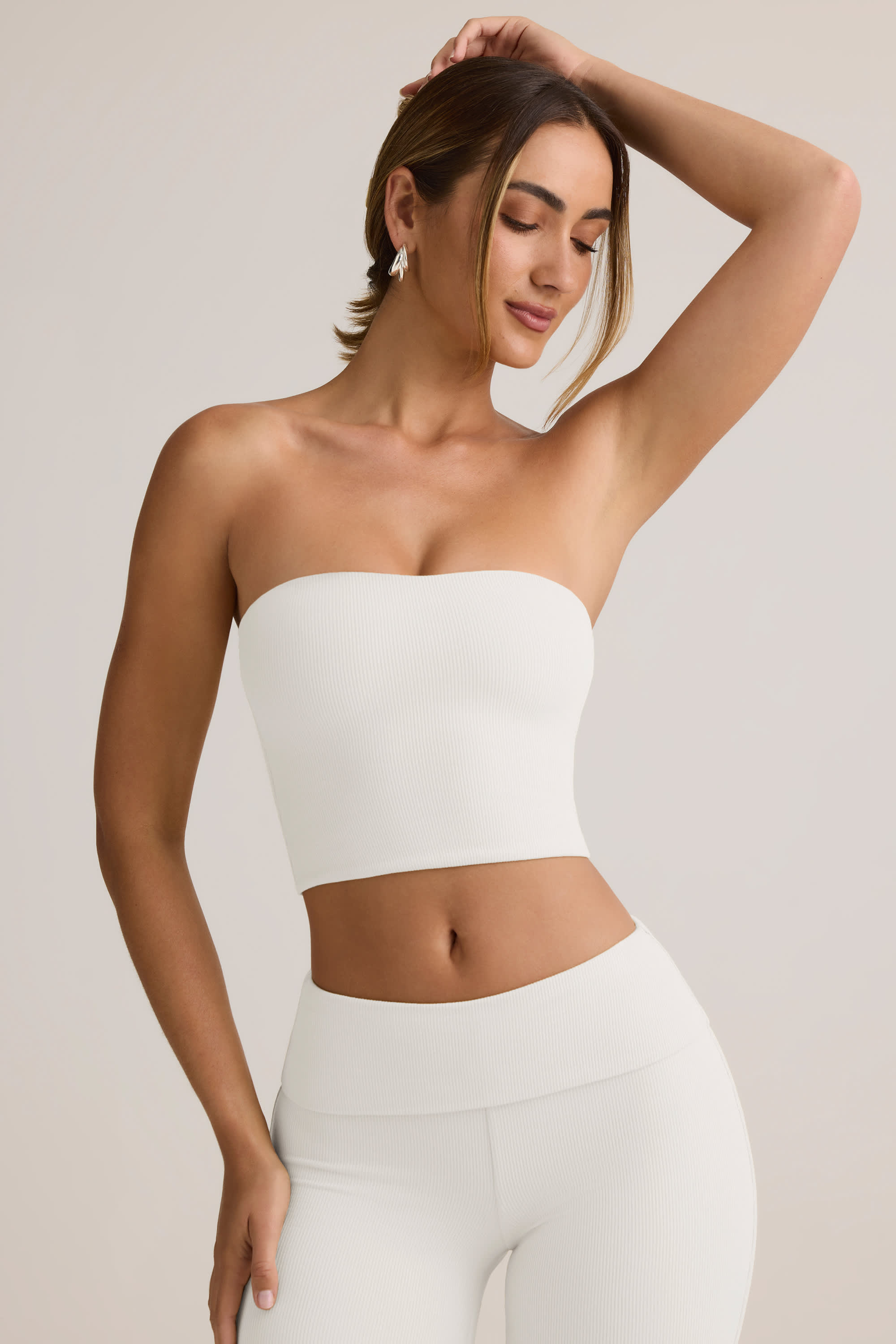Verna-Modal Strapless Crop Top in White